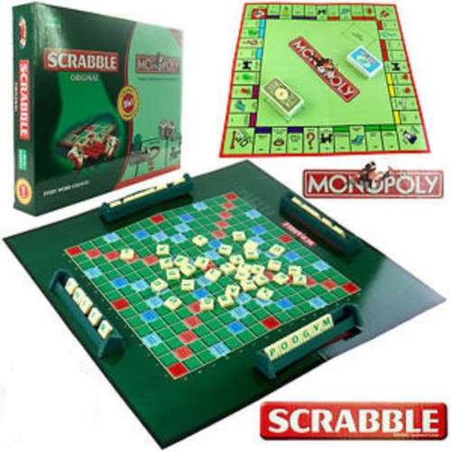 Christmas ideal gift: 2In1 Scrabble & Monopoly For 2 - 4 Players Board Game