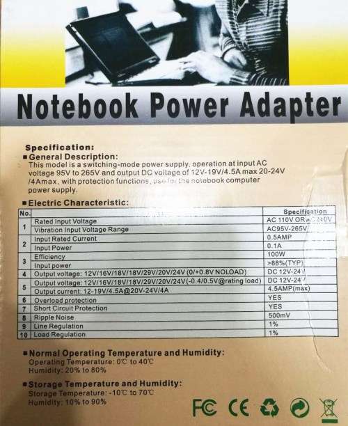 Smart 96W Universal notebook Charger Laptop Adapter with AC Cable and 8 Connectors
