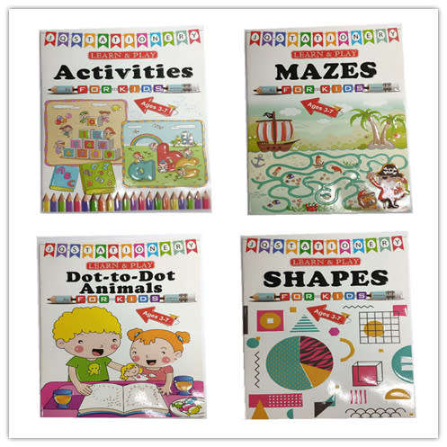 kid's Learn and play activities books set of 4 books 128 pages