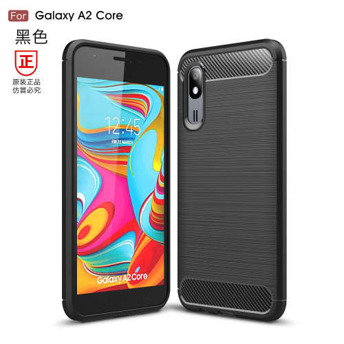 Carbon Fibre TPU Silicone Gel Case Edge Protection Phone Cover For Samsung A2 Core
