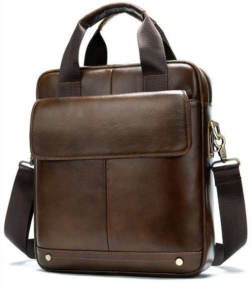 Casual Genuine Leather Cowhide Should Bag 8579 Brown