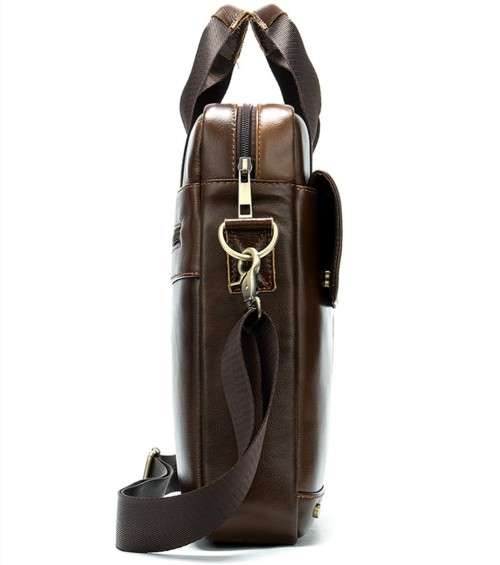 Casual Genuine Leather Cowhide Should Bag 8579 Brown