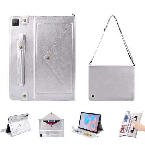 Shoulder Hand Strap Leather Flip Folio Stand Protective Case for Samsung TAB S6 LITE