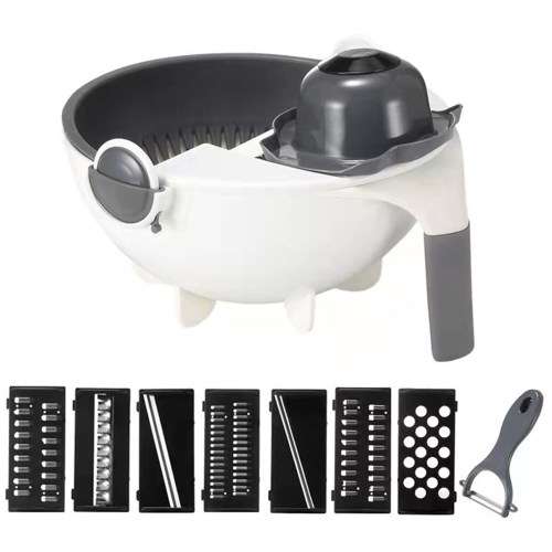 Vegetable Chopper Multi Blade Adjustable Mandoline Slicer Cheese w/Drain Basket