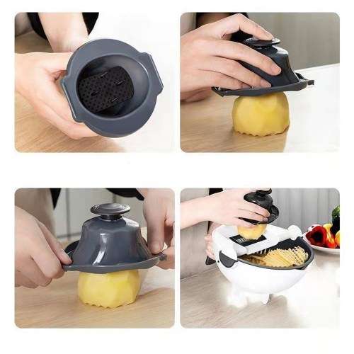 Vegetable Chopper Multi Blade Adjustable Mandoline Slicer Cheese w/Drain Basket