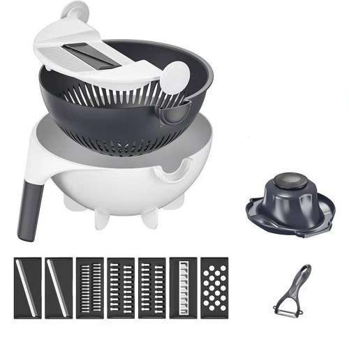 Vegetable Chopper Multi Blade Adjustable Mandoline Slicer Cheese w/Drain Basket