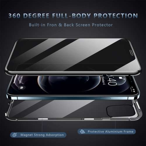 Magnetic Clear Double-Sided Tempered Glass Adsorption Cover Case Fo Samsung Redmi iPHONE Apple