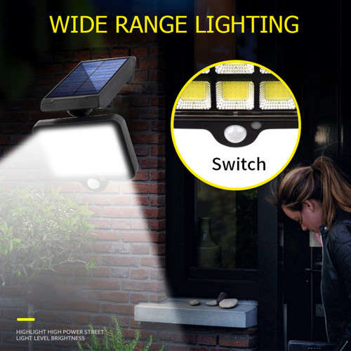 128 COB Solar Outdoors Motion Sensor Lights Wireless IP65 Waterproof