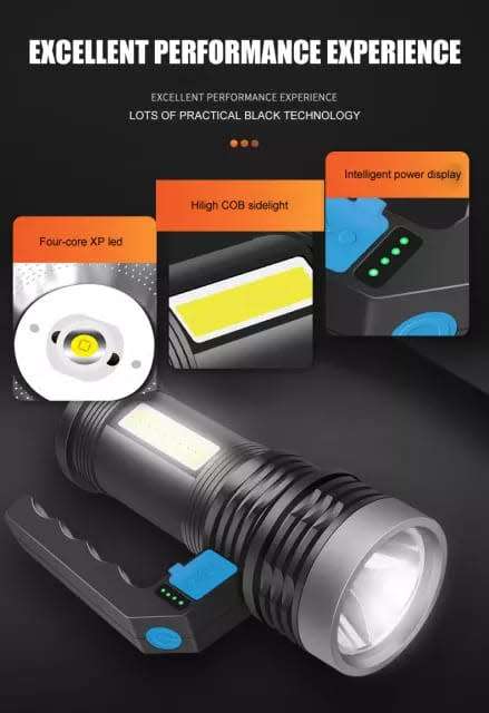 XP LED Long Range Flashlight Rechargeable Powerful Handheld Spotlight Torch