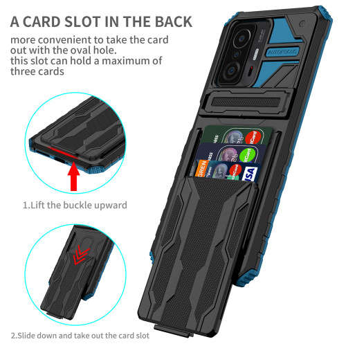 Sliding Hidden Wallet Kickstand Shockproof Heavy Duty Protective Case For Xiaomi 11T Pro Xiaomi11T