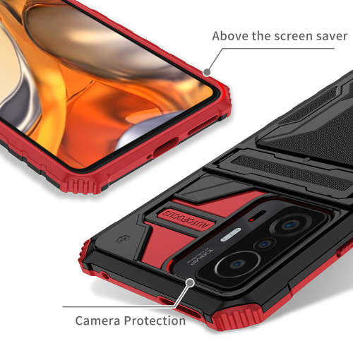 Sliding Hidden Wallet Kickstand Shockproof Heavy Duty Protective Case For Xiaomi 11T Pro Xiaomi11T