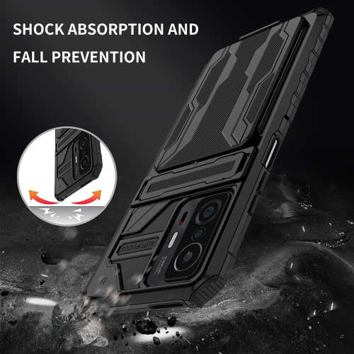 Sliding Hidden Wallet Kickstand Shockproof Heavy Duty Protective Case For Xiaomi 11T Pro Xiaomi11T