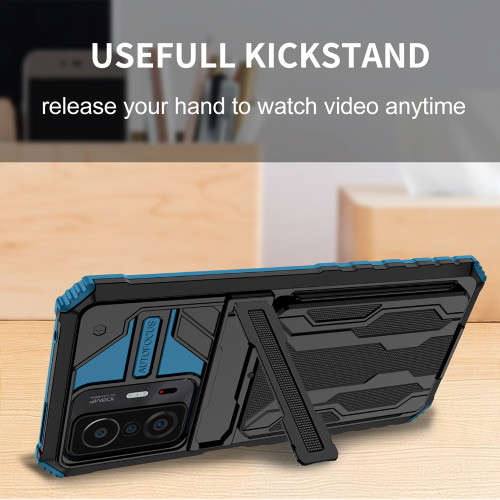 Sliding Hidden Wallet Kickstand Shockproof Heavy Duty Protective Case For Xiaomi 11T Pro Xiaomi11T