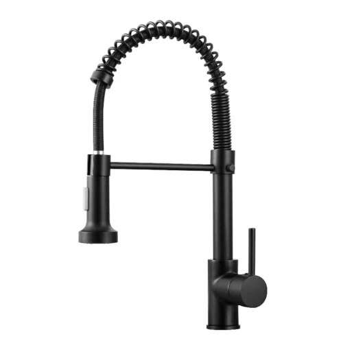 Kitchen Faucets Solid Brass Single Handle Single Lever Pull Down Sprayer Spring Kitchen Sink Mixer