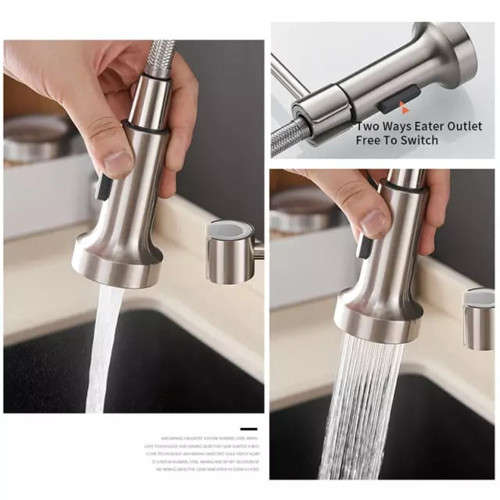 Kitchen Faucets Solid Brass Single Handle Single Lever Pull Down Sprayer Spring Kitchen Sink Mixer