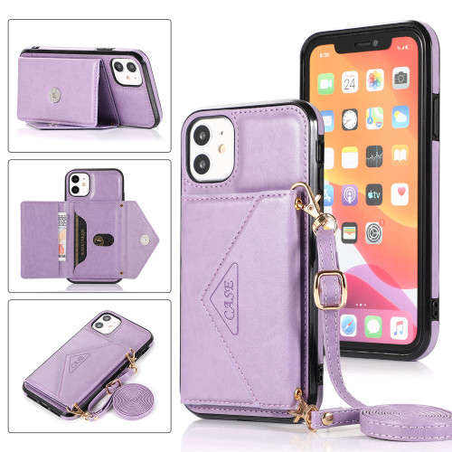 Leather wallet case with crossbody strap for iPhone 11