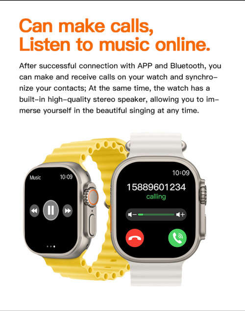 T900 Ultra Smart Health Watch Big Screen 2.9` Screen with Bluetooth-Black