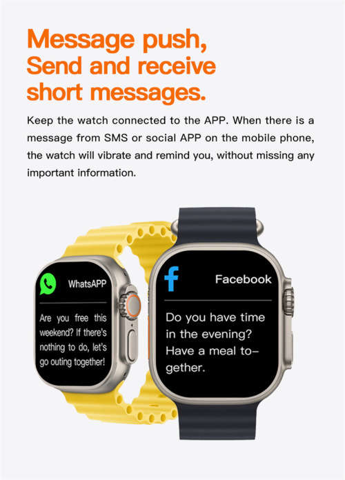 T900 Ultra Smart Health Watch Big Screen 2.9` Screen with Bluetooth-Black