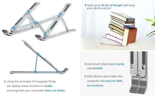 Laptop Stand Adjustable Aluminum Stand Ergonomic Computer Lifter