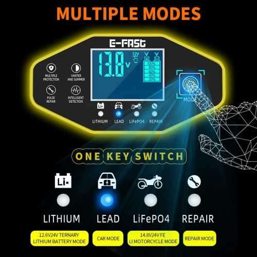 7 Stage 12v/24v Smart Battery Charger Car Battery Motorcycle Lithium Battery Charger