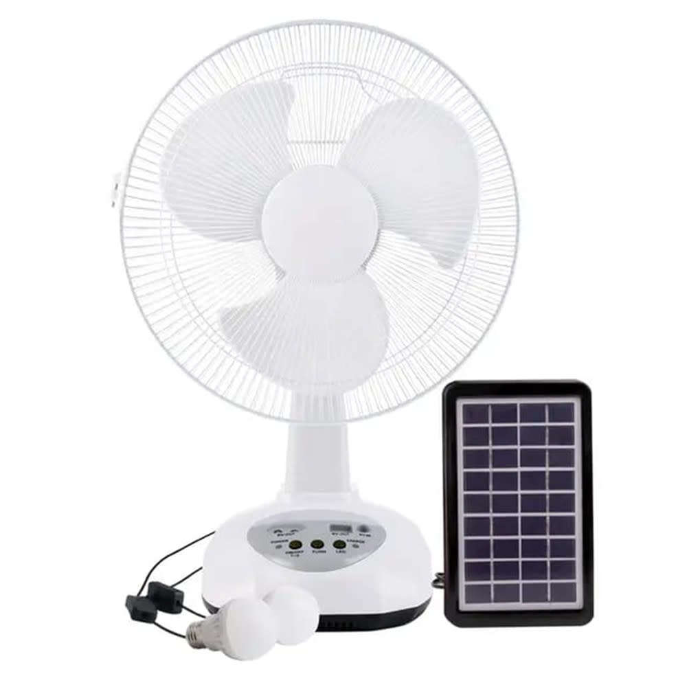 12inch Rechargeable and Solar Power Fan with LED Light Air Cooling Fan