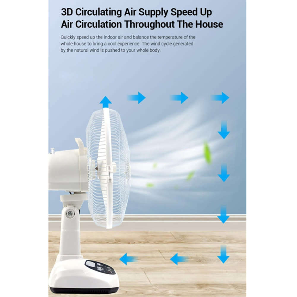 12inch Rechargeable and Solar Power Fan with LED Light Air Cooling Fan