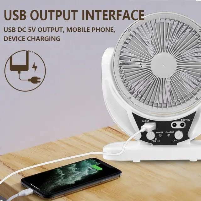 Solar Fan 6 inch Camping Portable Solar Rechargeable Box Fan With LED lights
