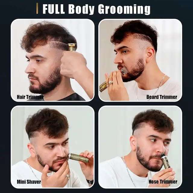 Titanium alloy rechargeable beard and hair trimmer