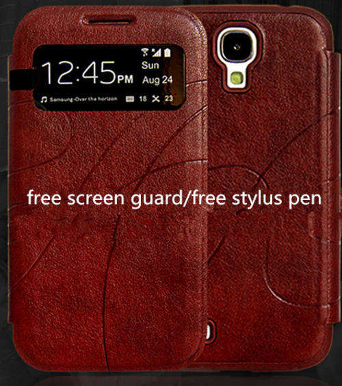 Executive leather flip case for SAMSUNG S4+Free screen guard and stylus pen!!