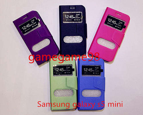 PU leather  Samsung galaxy s5 mini G800 flip case+Free stylus pen