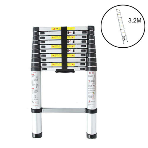 3.2M 11 Steps Aluminum Alloy Portable Extension Telescopic Ladder Single Straight Ladder