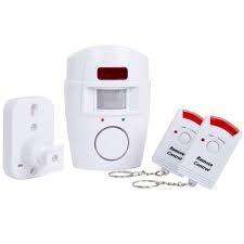 Wireless Motion Sensor Alarm and Chime Kit with two remote controls and wall mount
