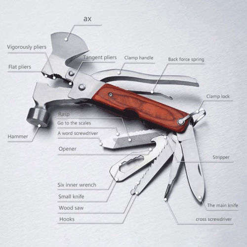 Outdoor Sport Multi-function Hammer Axe Knife Opener Screwdriver Plier Tool Kit