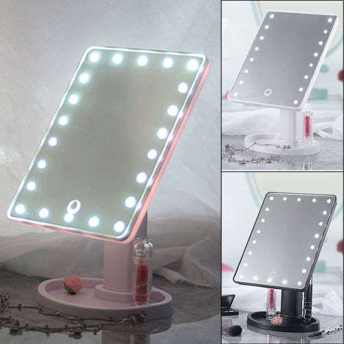 22 LED Touch Screen Makeup Mirror Tabletop Cosmetic Vanity Light Up Mirror