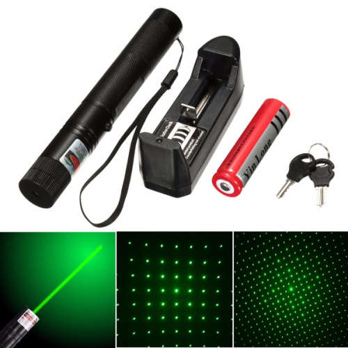 532nm 5mw Green Adjustable Laser Pointer With Star Cap+Battery+Charger