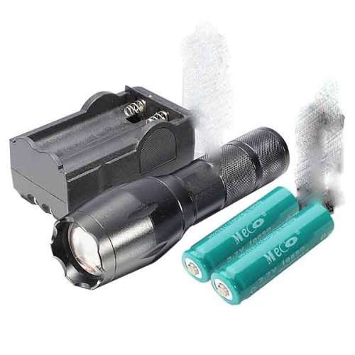2000Lumens 3Modes Zoomable  LED Flashlight +18650+Charger