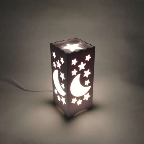 Cylindrical LED bedroom bedside lamp creative night light PVC wood plastics lamp