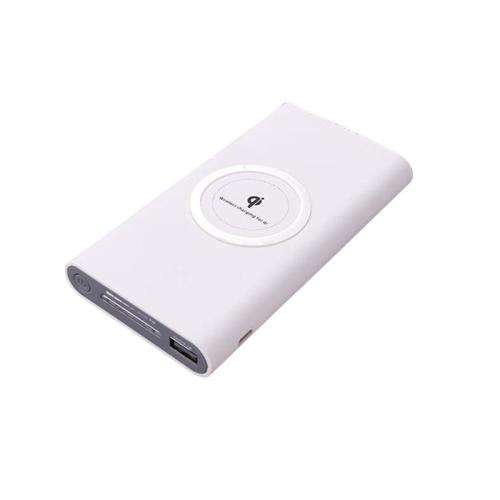 Qi Wireless Charging Power Bank High Capacity 10000 mAh Portable Power Bank and Wireless ... - White