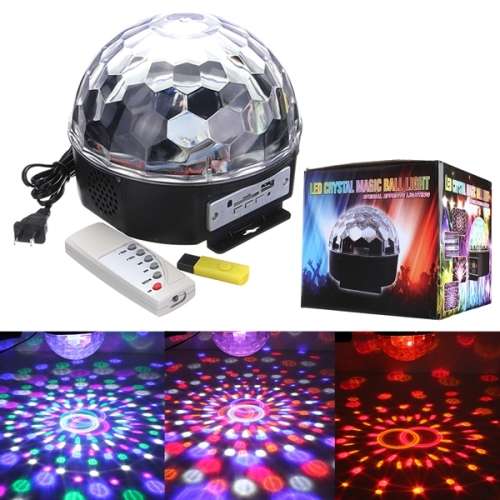6W RGB LED MP3 Crystal Magic Ball Stage Effect Light Club Party Lamp