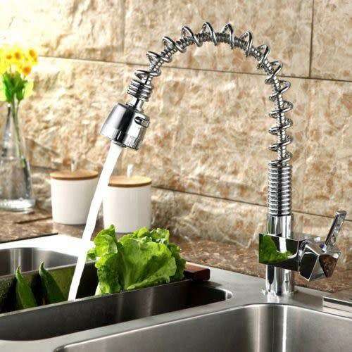 Nickel brushed kitchen pull out spray basin sink faucet taps mixer