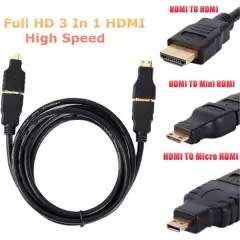 3 in 1 HDMI TO HDMI Micro Cable V1.4 Adapter Converter 1080P