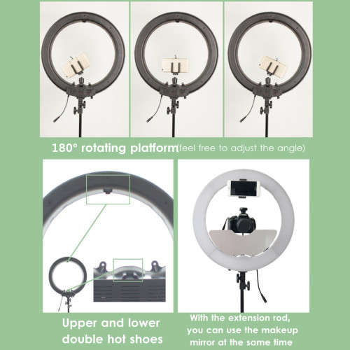 18'' 5500K 55W Fill Light Dimmable LED Ring Tripod Camera Selfie LED Lamp Adjustable