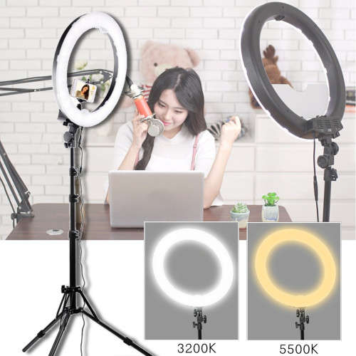 18'' 5500K 55W Fill Light Dimmable LED Ring Tripod Camera Selfie LED Lamp Adjustable