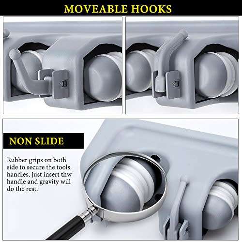 Broom and Mop Holder Wall Mounted Garden Tool Rack Garage Storage and Organizer