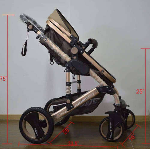 2 in 1 BABY PRAM STROLLER - Dark Brown (Chocolate)