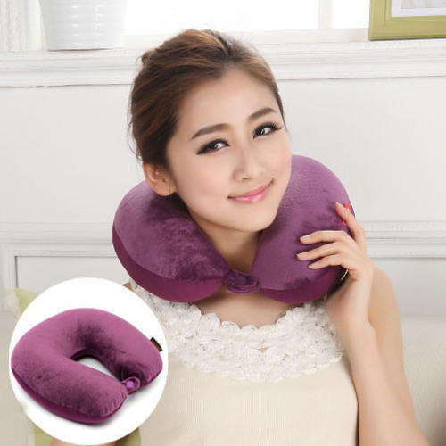Vibrating   Memory Foam Particles U-Shape Neck Headrest Pillow Car Flight Travel pillow