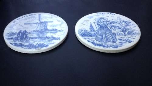 Delft blue Ceramic round tile Coasters