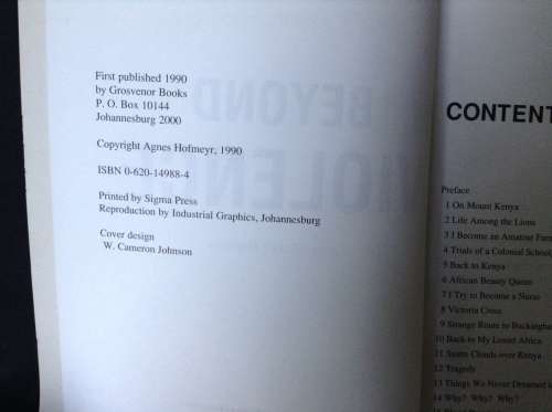 Beyond Violence, Agnes Leakey Hofmeyer, First Edition