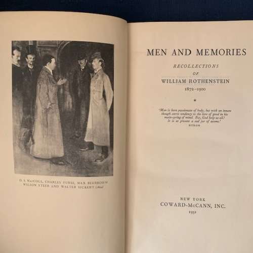 Art Men and Memories Art recollections of William Rothenstein Art