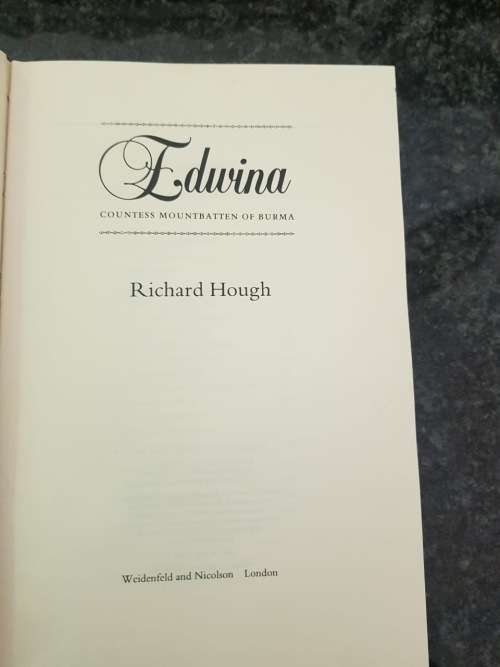 Edwina by Richard Hough, First Edition  Countess Mountbatten of Burma